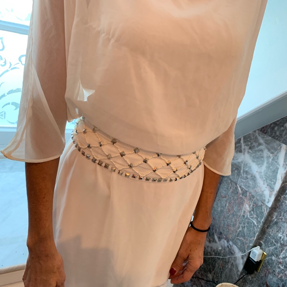 ARK & Co. white beaded open back dress. - Picture 2 of 5